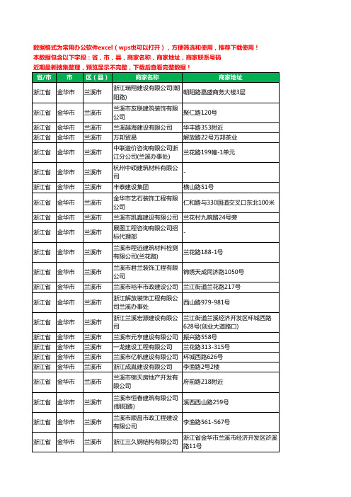 2020新版浙江省金华市兰溪市建筑装饰有限公司工商企业公司商家名录名单黄页联系电话号码地址大全92家