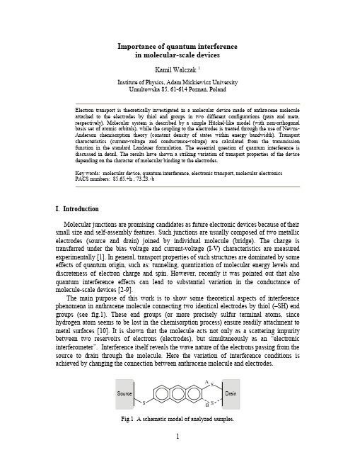 Importance of quantum interference in molecular-scale devices