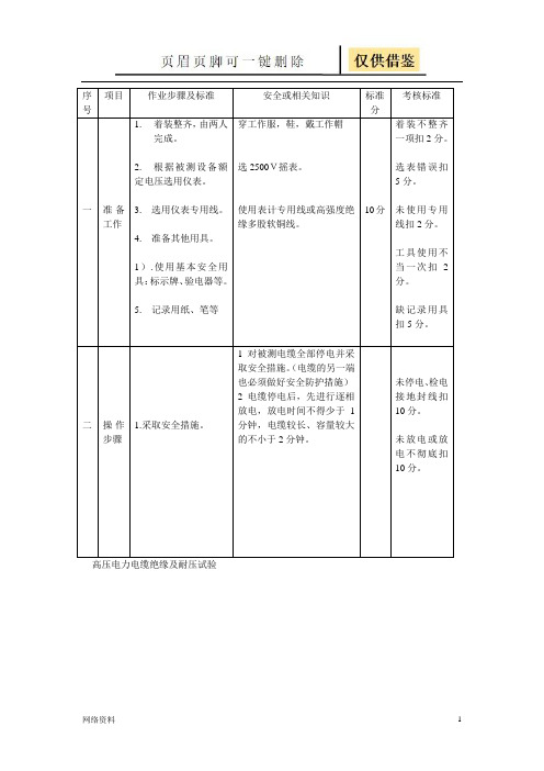 电缆直流耐压试验标准(苍松借鉴)