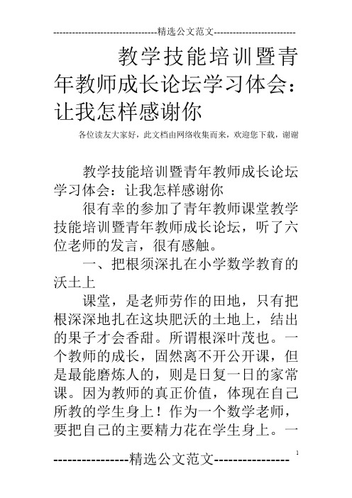 教学技能培训暨青年教师成长论坛学习体会:让我怎样感谢你