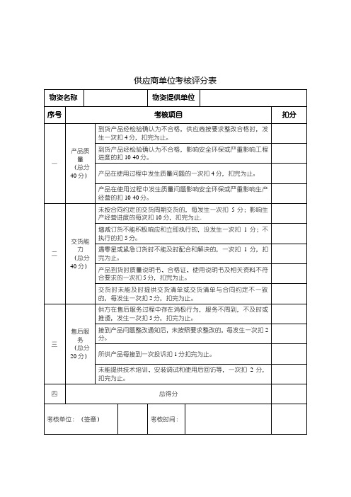 供应商考核评分表