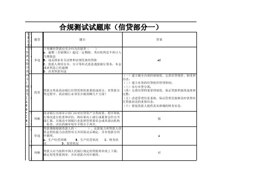 合规测试试题库(信贷部分一)