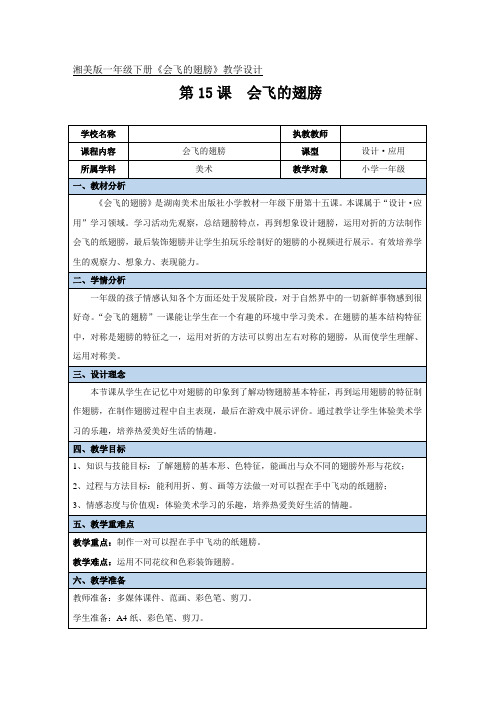 《会飞的翅膀》美术教案