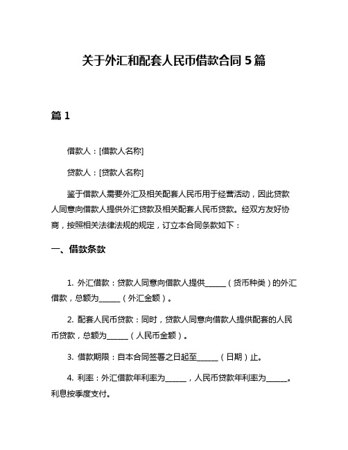 关于外汇和配套人民币借款合同5篇