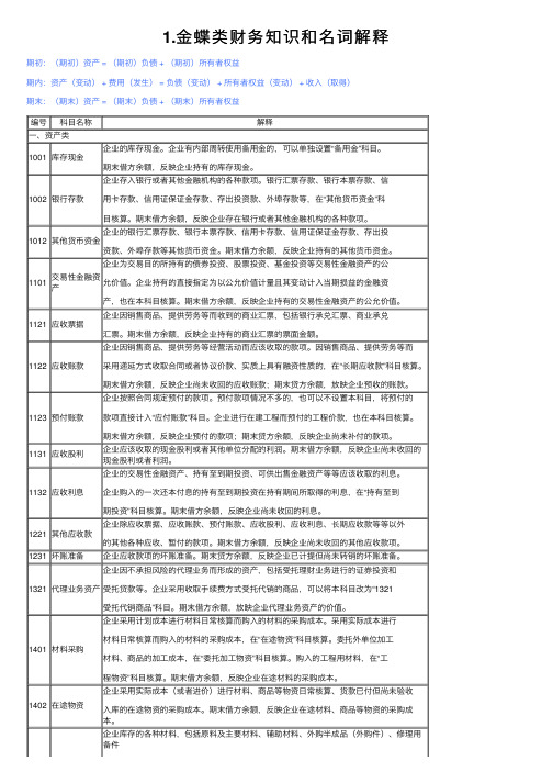 1.金蝶类财务知识和名词解释