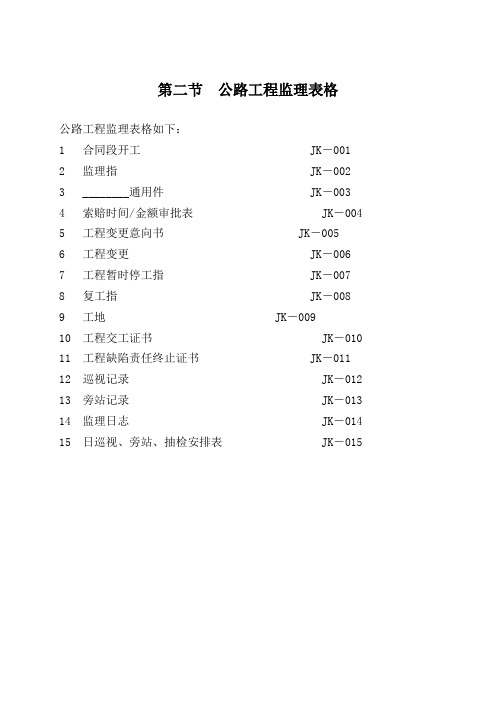 公路工程监理表格1