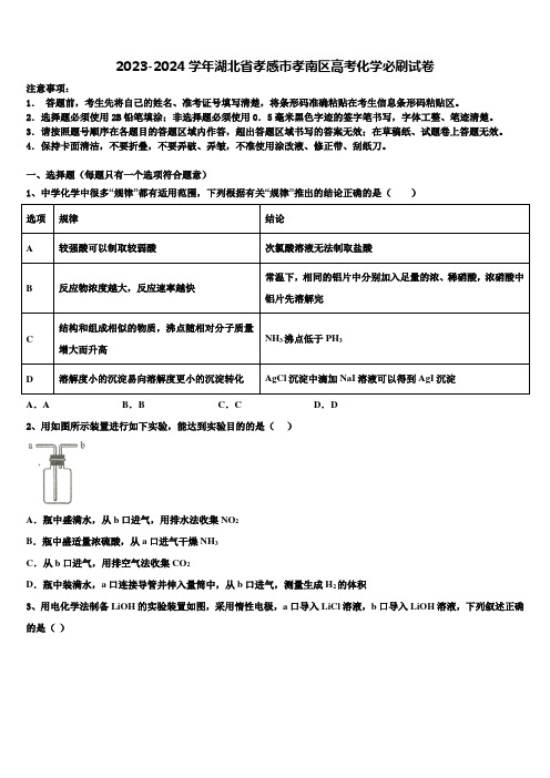 2023-2024学年湖北省孝感市孝南区高考化学必刷试卷含解析