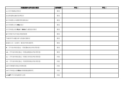 交通运输专业毕业设计