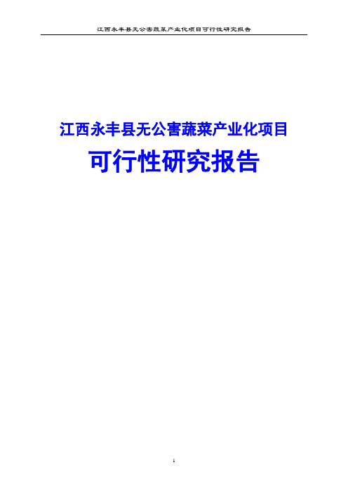 江西永丰县无公害蔬菜产业化项目可行性研究报告