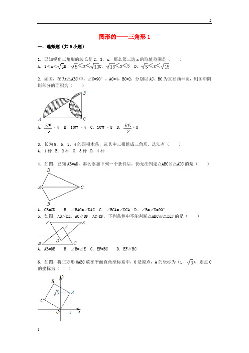 中考数学专卷2020届中考数学总复习(20)三角形-精练精析(1)及答案解析