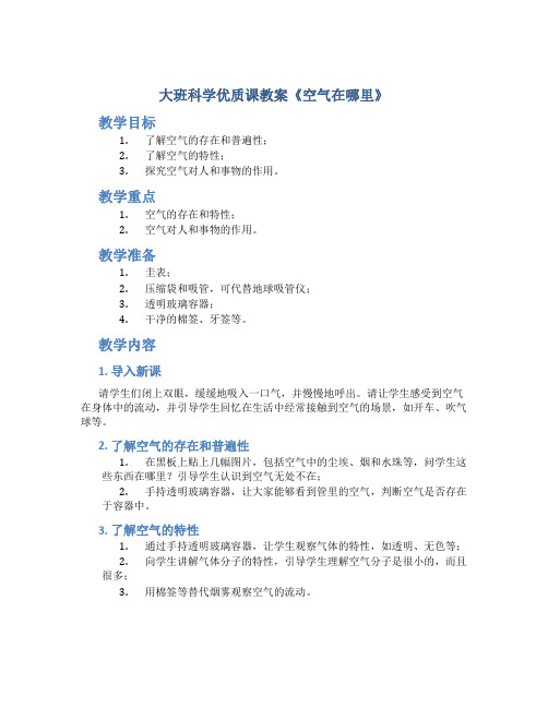 大班科学优质课教案《空气在哪里》