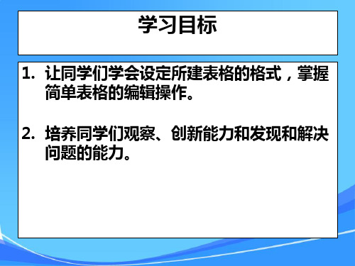 信息技术四年级上册《制作课程表》ppt执教课件