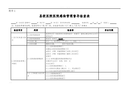 基层医院医院感染管理专项督导检查表