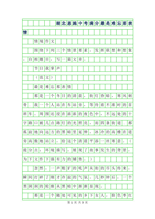 2019年湖北恩施中考满分作文-最是难忘那表情字