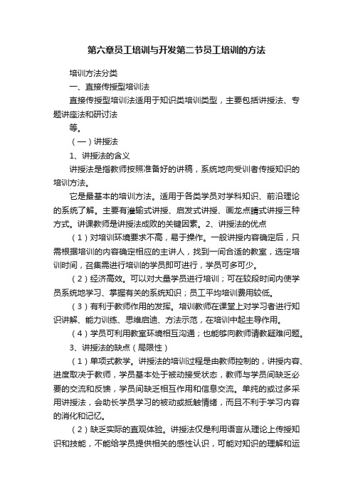 第六章员工培训与开发第二节员工培训的方法