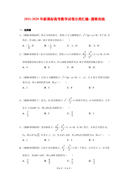 2011-2020年新课标高考数学试卷分类汇编--圆锥曲线