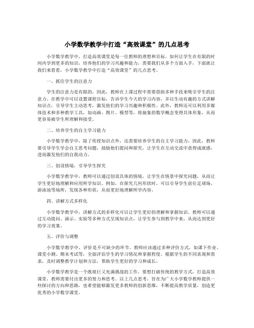 小学数学教学中打造“高效课堂”的几点思考