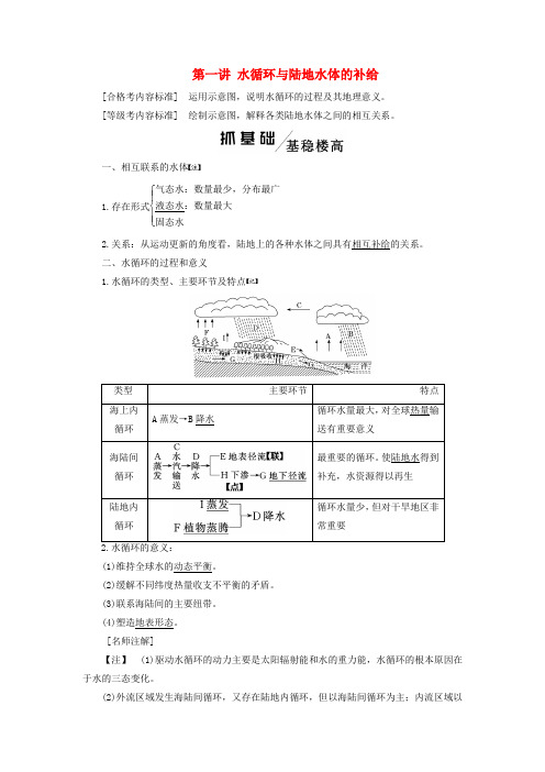 2020版高考地理一轮复习模块一第三章水圈与水体运动第一讲水循环与陆地水体的补给学案