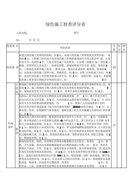 集团绿色施工检查考核表