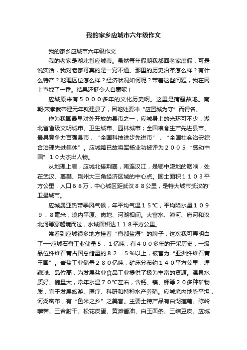 我的家乡应城市六年级作文