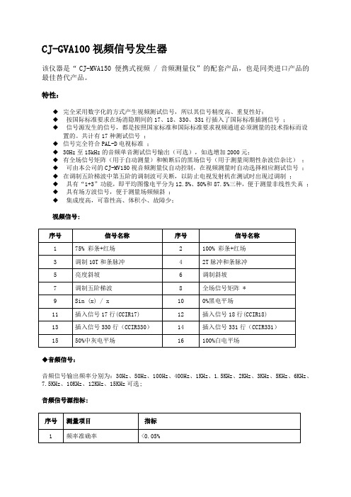 GVA100视频信号发生器