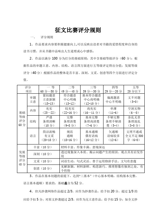 征文比赛评分标准