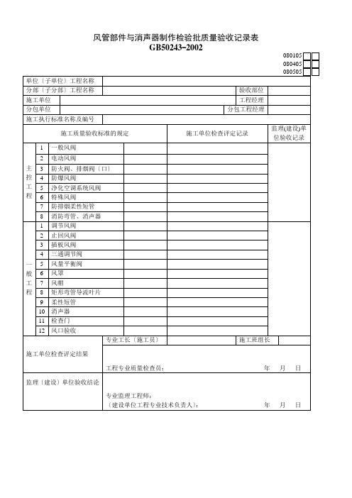 风管部件与消声器制作检验批质量验收记录表06