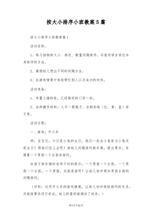 按大小排序小班教案5篇