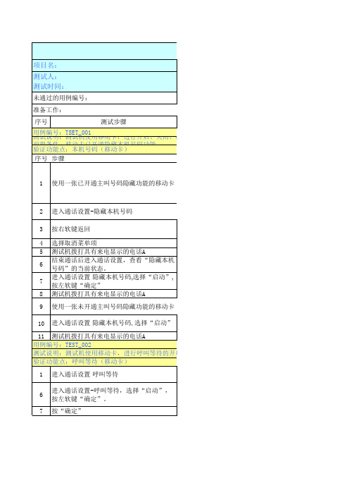 通话设置测试用例(P707)