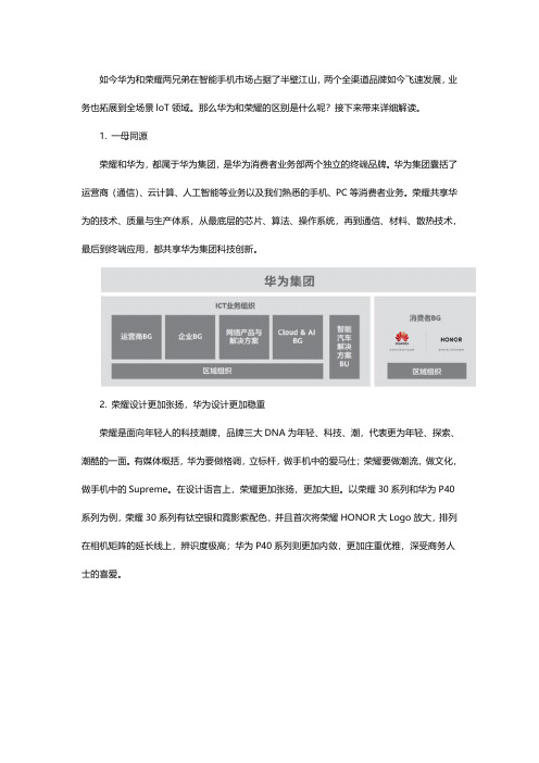 华为和荣耀的区别有哪些呢 一文解答