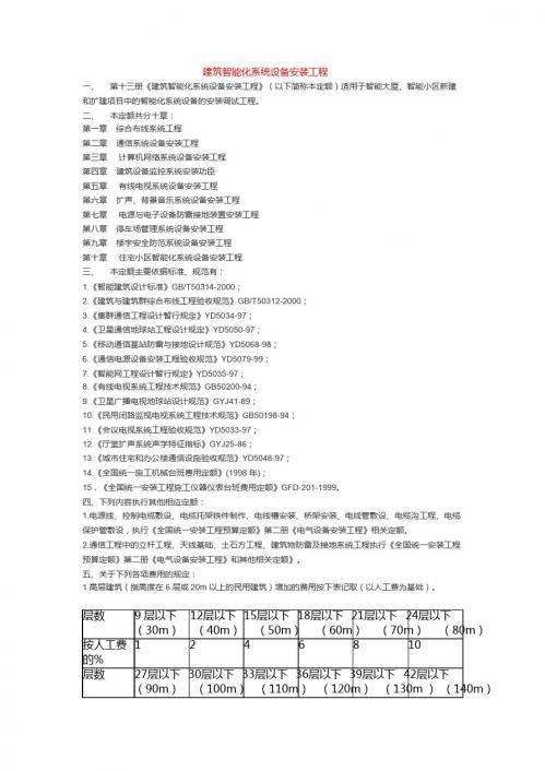 建筑智能化设备安装工程预算定额