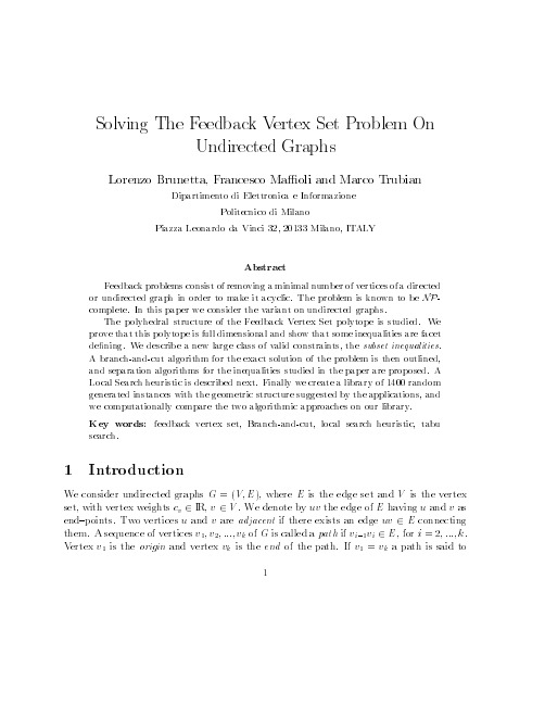 Solving the feedback vertex set problem on undirected graphs