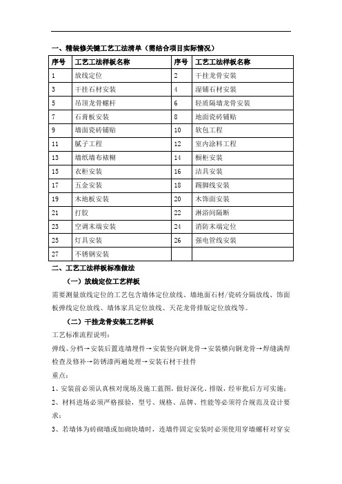 3、精装修工程关键工艺工法表