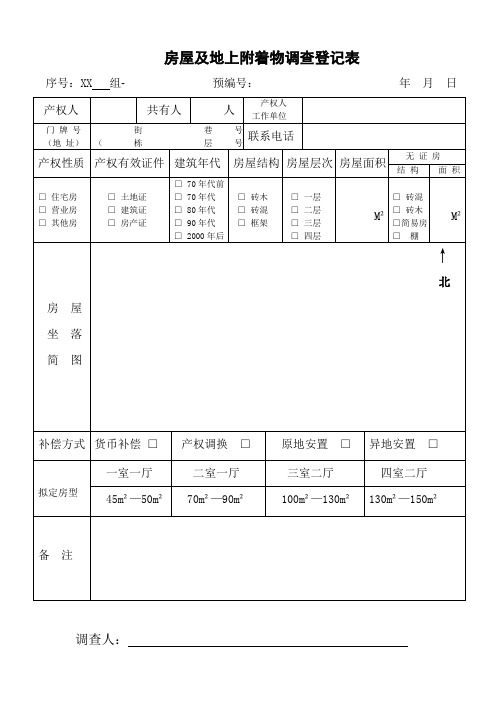 房屋拆迁清查工程摸底调查登记表格式