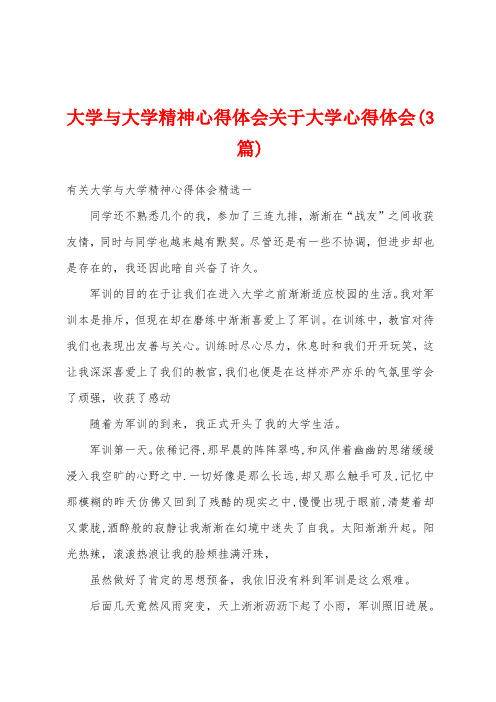 大学与大学精神心得体会关于大学心得体会(3篇)