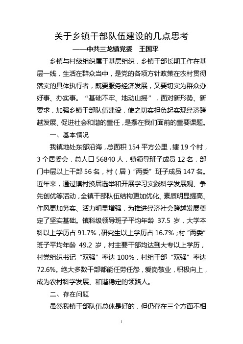 关于乡镇干部队伍建设的几点思考123