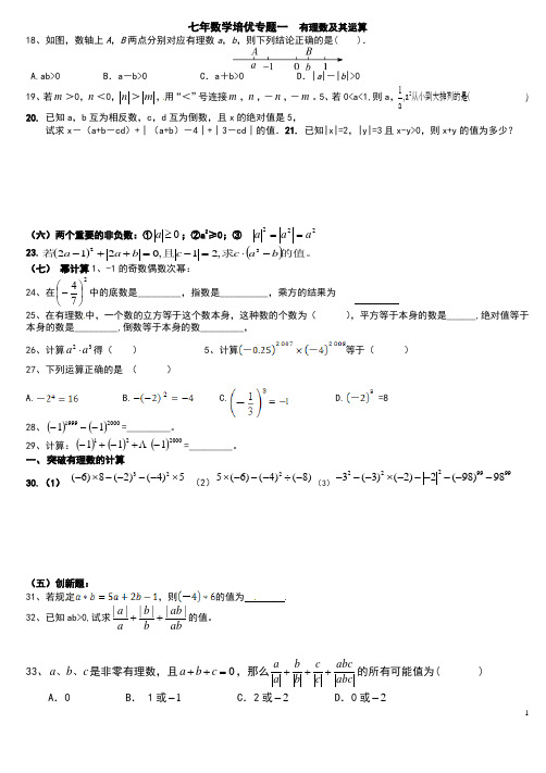 七年数学有理数培优专题  第二次  打印 2