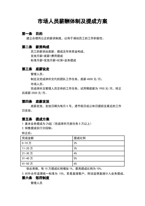 市场人员绩效考核方案