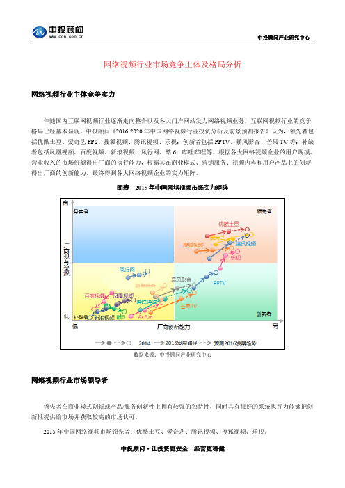 网络视频行业市场竞争主体及格局分析