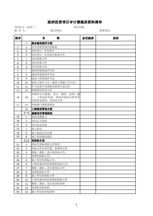 【实用资料】政府投资项目审计需提供资料清单.xls