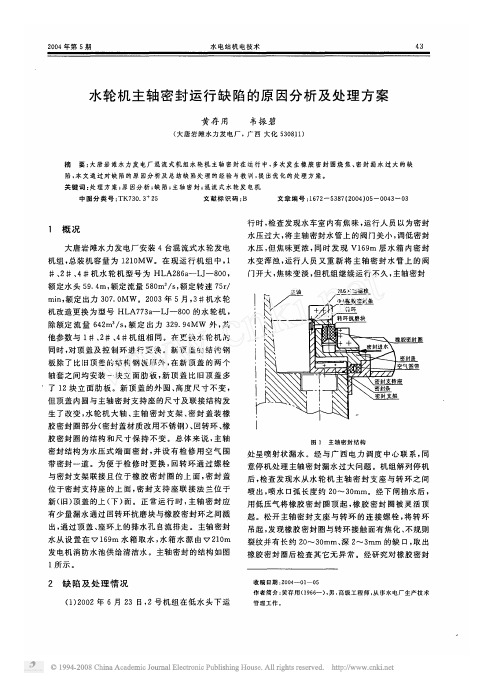 主轴密封运行缺陷