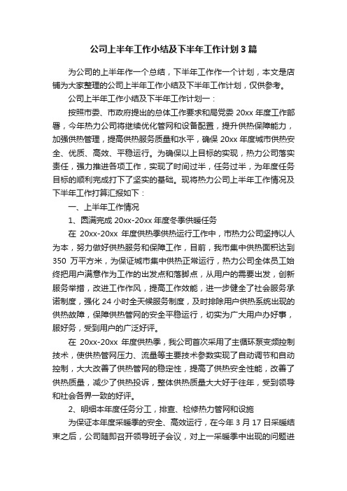 公司上半年工作小结及下半年工作计划3篇