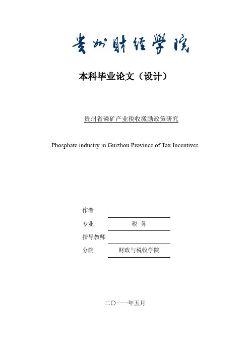 贵州省磷矿产业税收激励政策研究  毕业论文