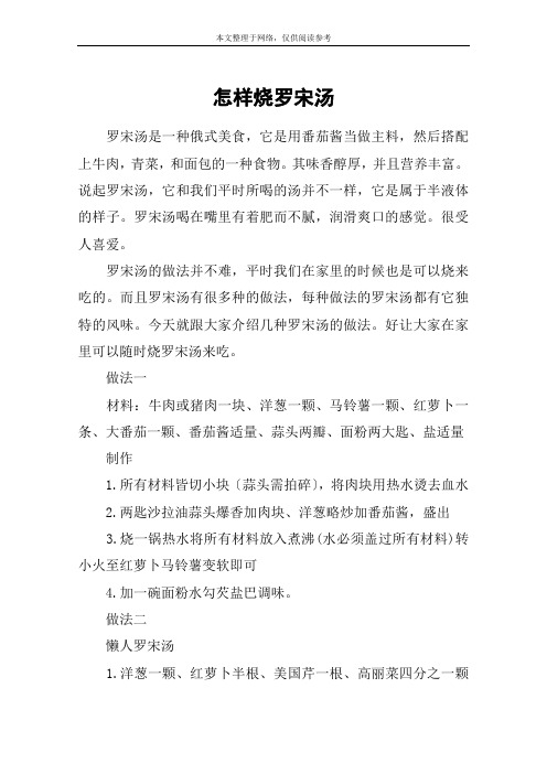 怎样烧罗宋汤