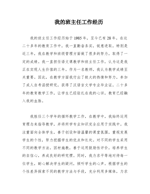 我的班主任工作经历