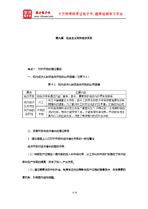 同等学力申硕《经济学学科综合水平考试》考点手册(社会主义对外经济关系)