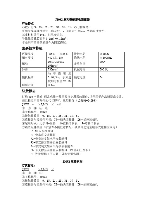 J30V2系列微矩形电连接器