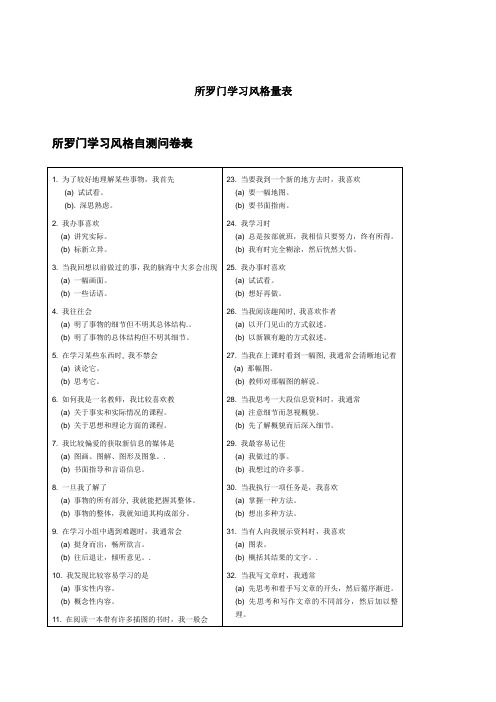 所罗门学习风格量表及分析