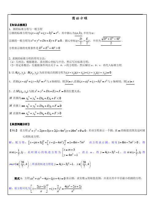 高中数学讲义圆的方程