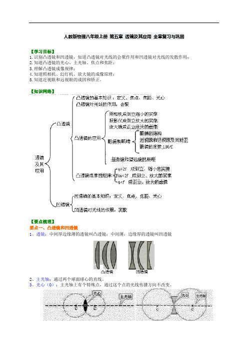 人教版物理八年级上册 第五章 透镜及其应用 全章复习与巩固学案